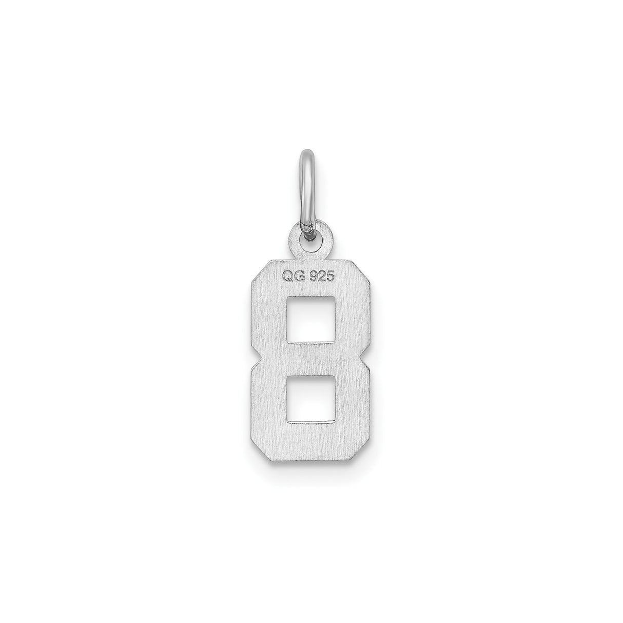 Sterling Silver Number 8 Pendant Charm, Bold Block Design, Infinity Symbol Theme