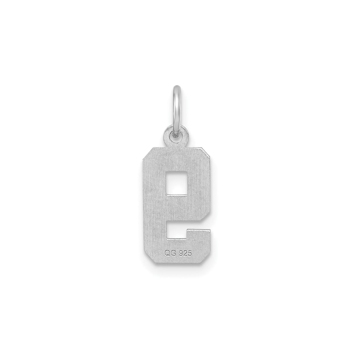 Sterling Silver Number 9 Pendant Charm with Faceted Edge Design, Unisex Jewelry