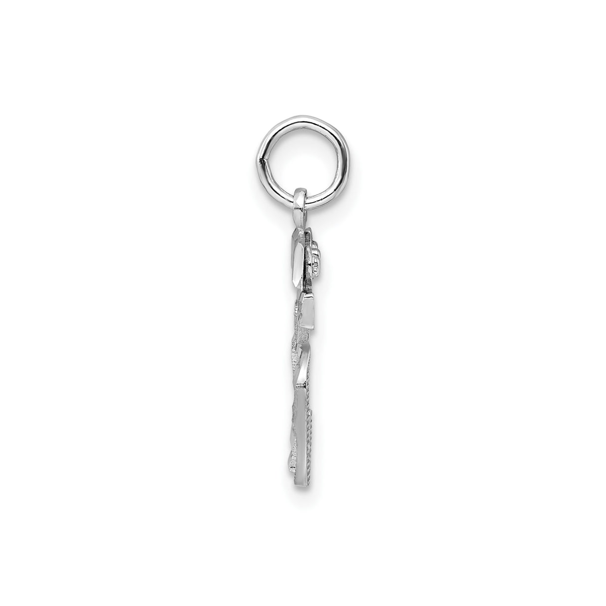 Sterling Silver Number 25 Pendant, Polished Textured Charm for Women or Unisex