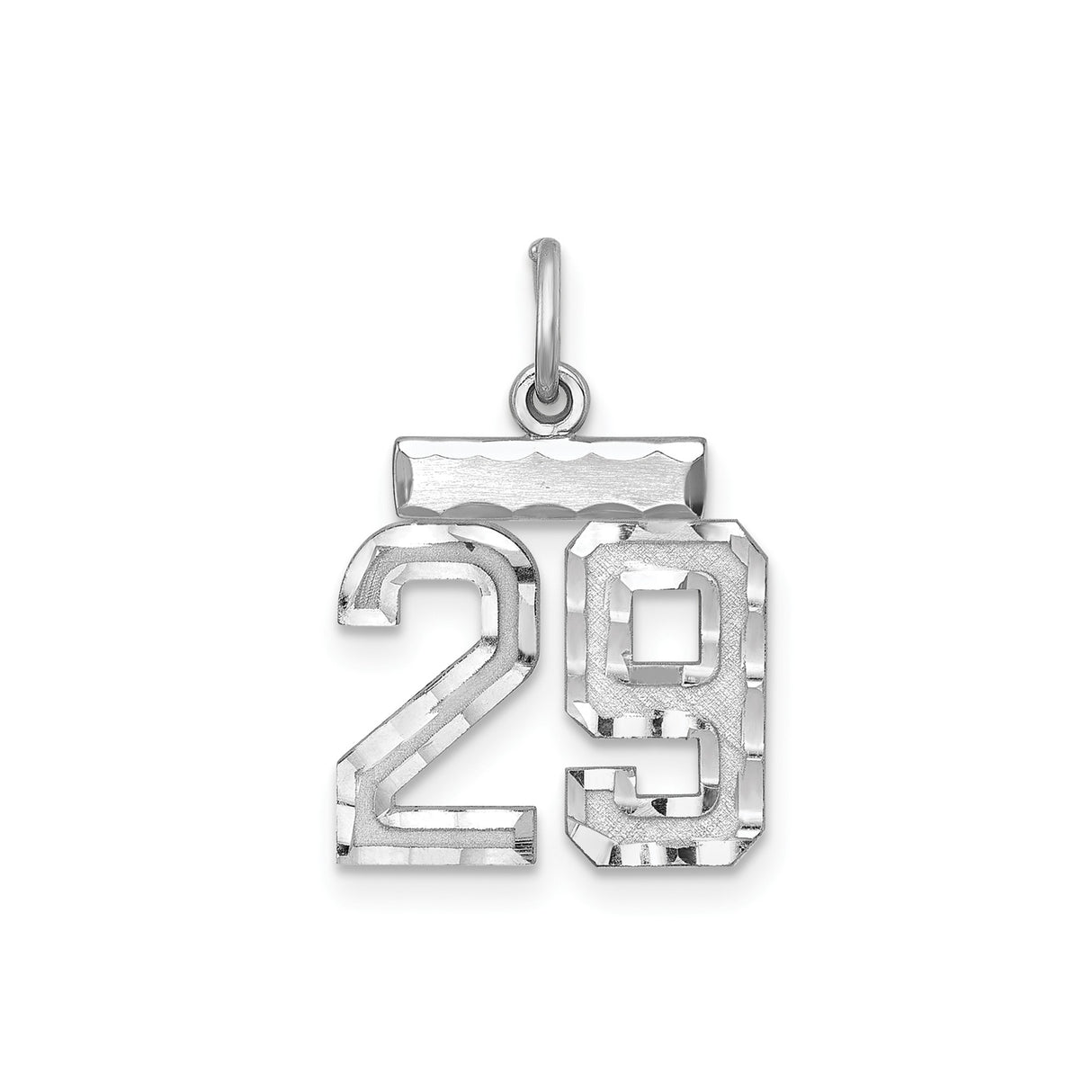 Sterling Silver Pendant, Number 29 High Polish Diamond-Cut Sports Charm, Unisex Jewelry