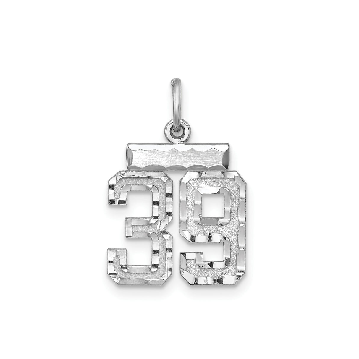 Small #39 Charm Pendant in Real 925 Sterling Silver