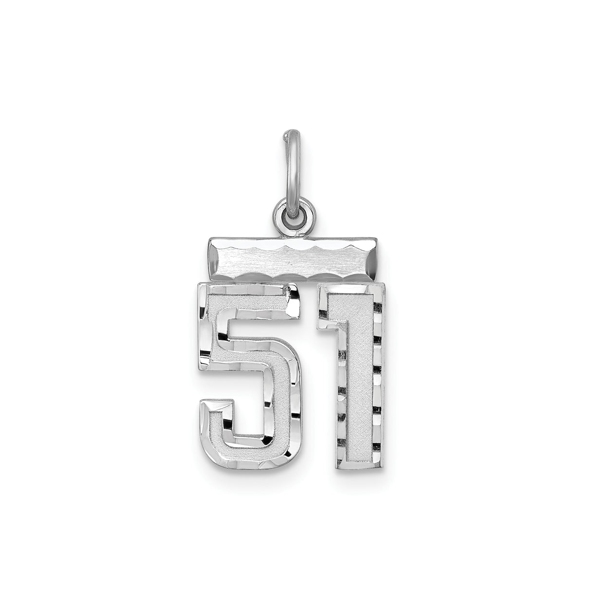 Small #51 Charm Pendant in Real 925 Sterling Silver