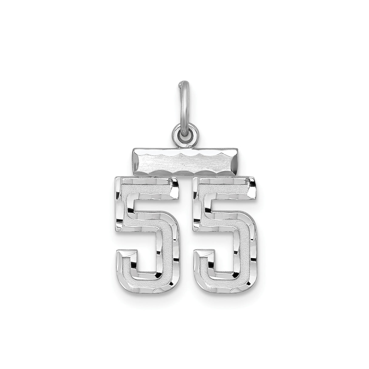 Sterling Silver Number 55 Pendant, Bold Sporty Charm, Unisex Jersey Number Jewelry