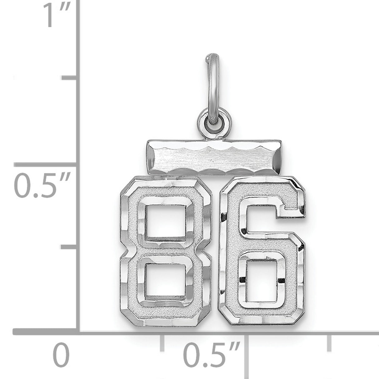 Diamond-cut #86 Charm Pendant in Real 925 Sterling Silver
