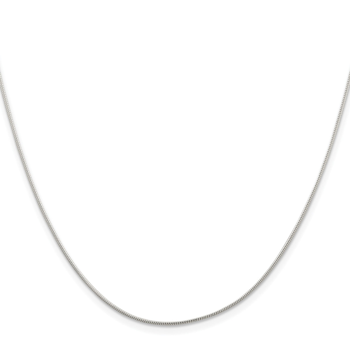 925 White Gold 1 mm Polished Chain Necklace, Solid