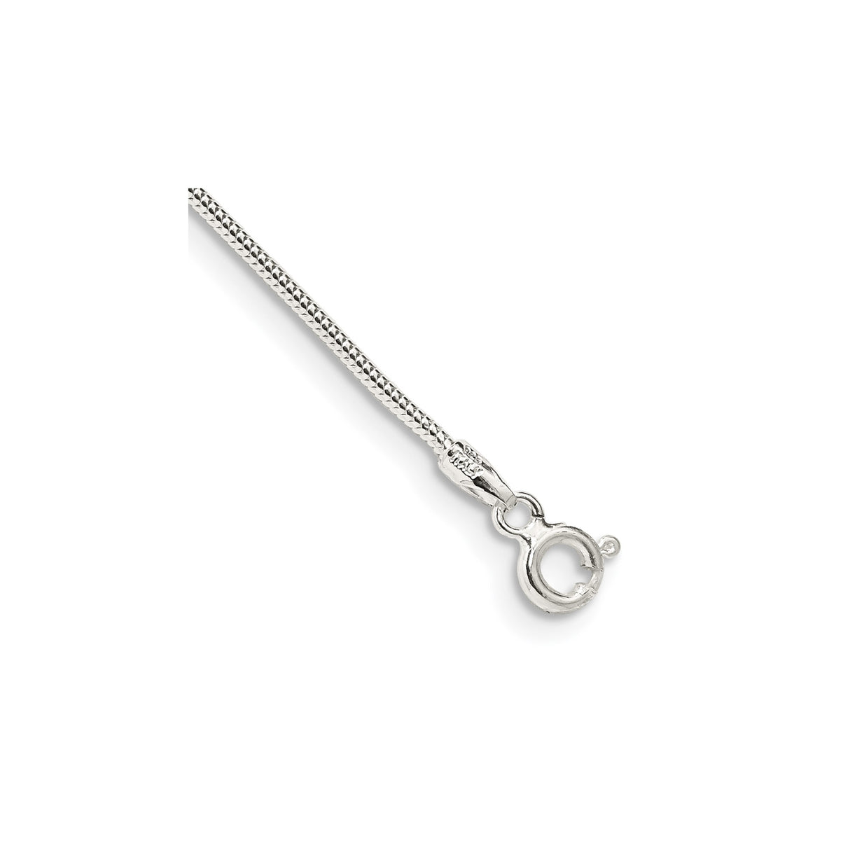 925 White Gold 1.2 mm Polished Chain Bracelet, Solid shown for scale