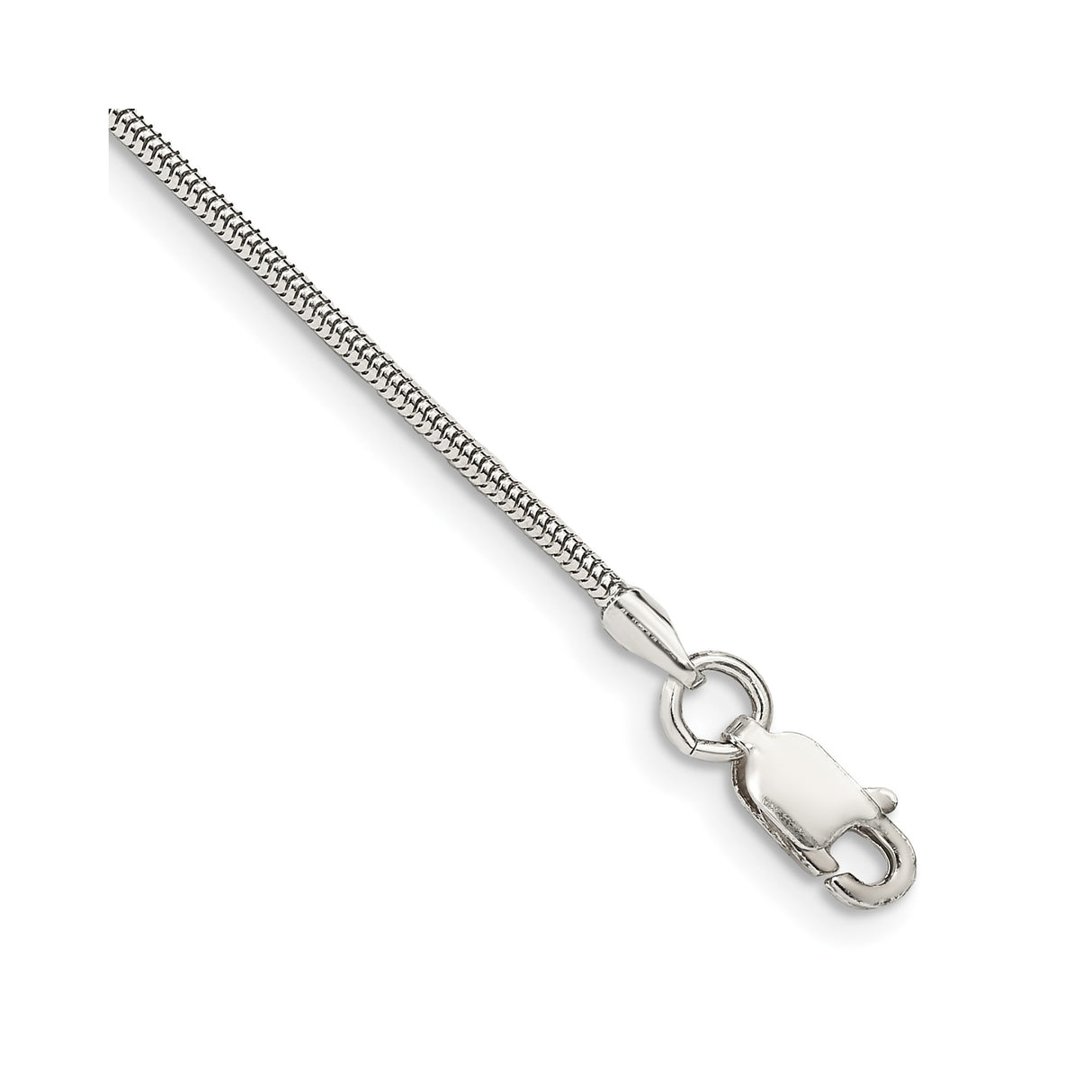 925 White Gold 1.5 mm Polished Chain Anklet, Solid shown for scale