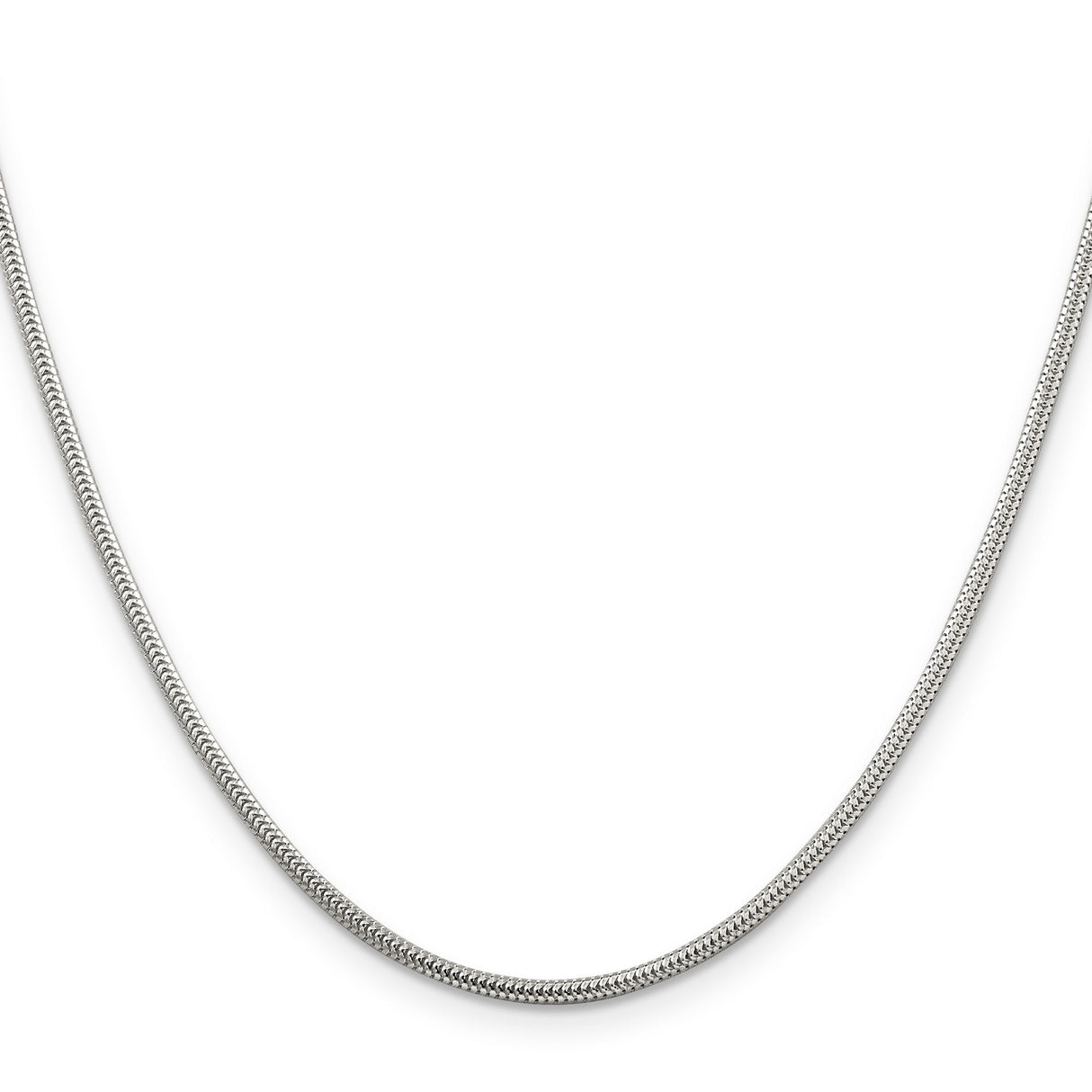 925 White Gold 1.6 mm Polished Chain Necklace, Solid