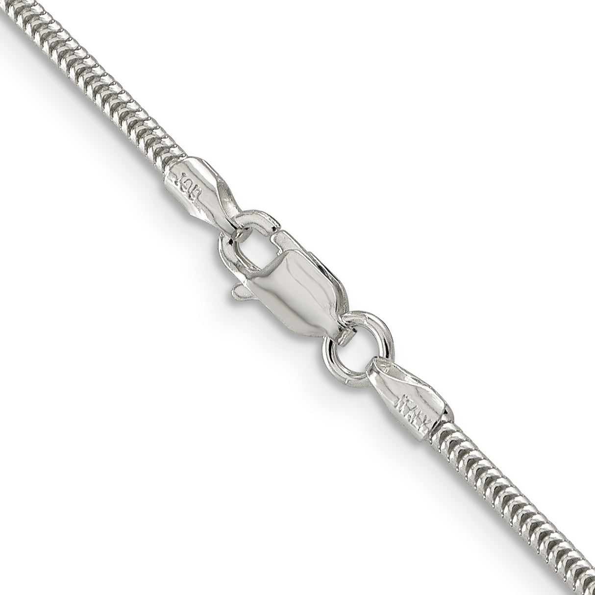 925 White Gold 1.6 mm Polished Chain Necklace, Solid alternate angle