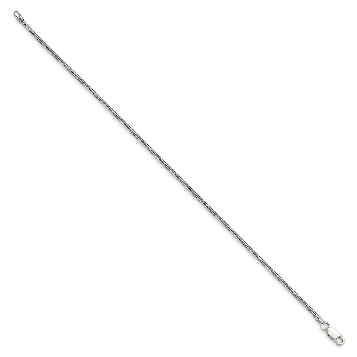 925 White Gold 1.6 mm Polished Chain Bracelet, Solid