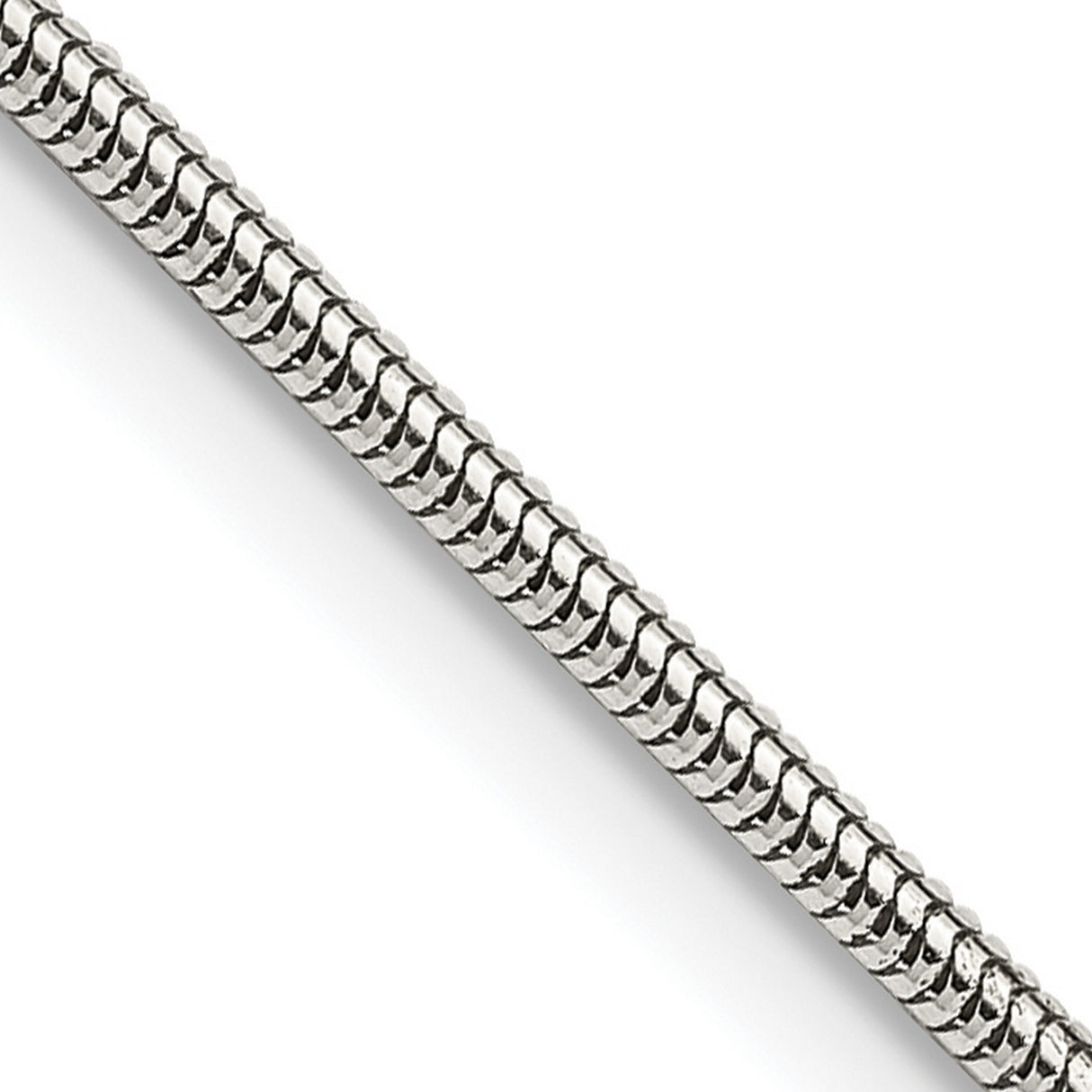 925 White Gold 1.6 mm Polished Chain Necklace, Solid detail view