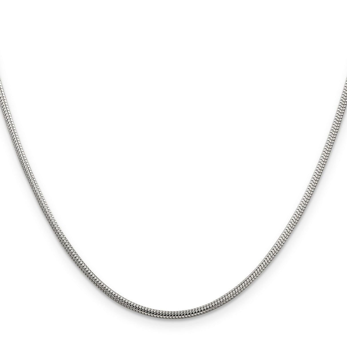 925 White Gold 2 mm Polished Chain Necklace, Solid