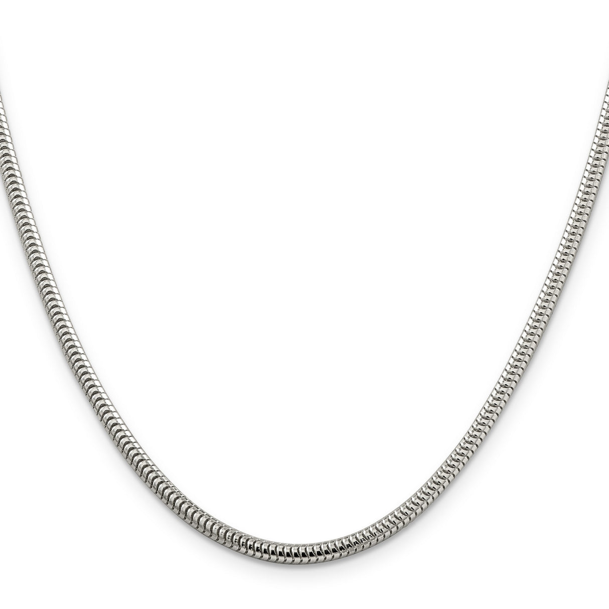 925 White Gold 3 mm Polished Chain Necklace, Solid