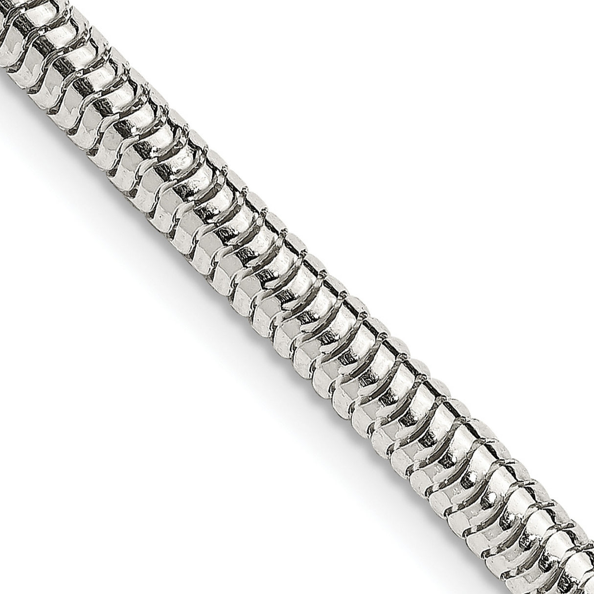 925 White Gold 4 mm Polished Chain Necklace, Solid detail view