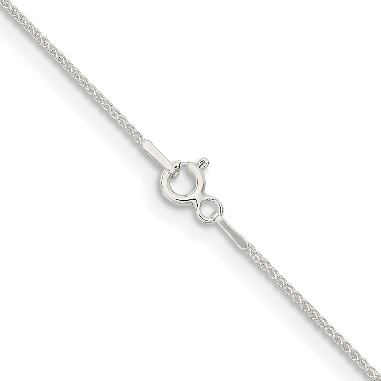 925 White Gold 1 mm Polished Chain Necklace, Solid alternate angle