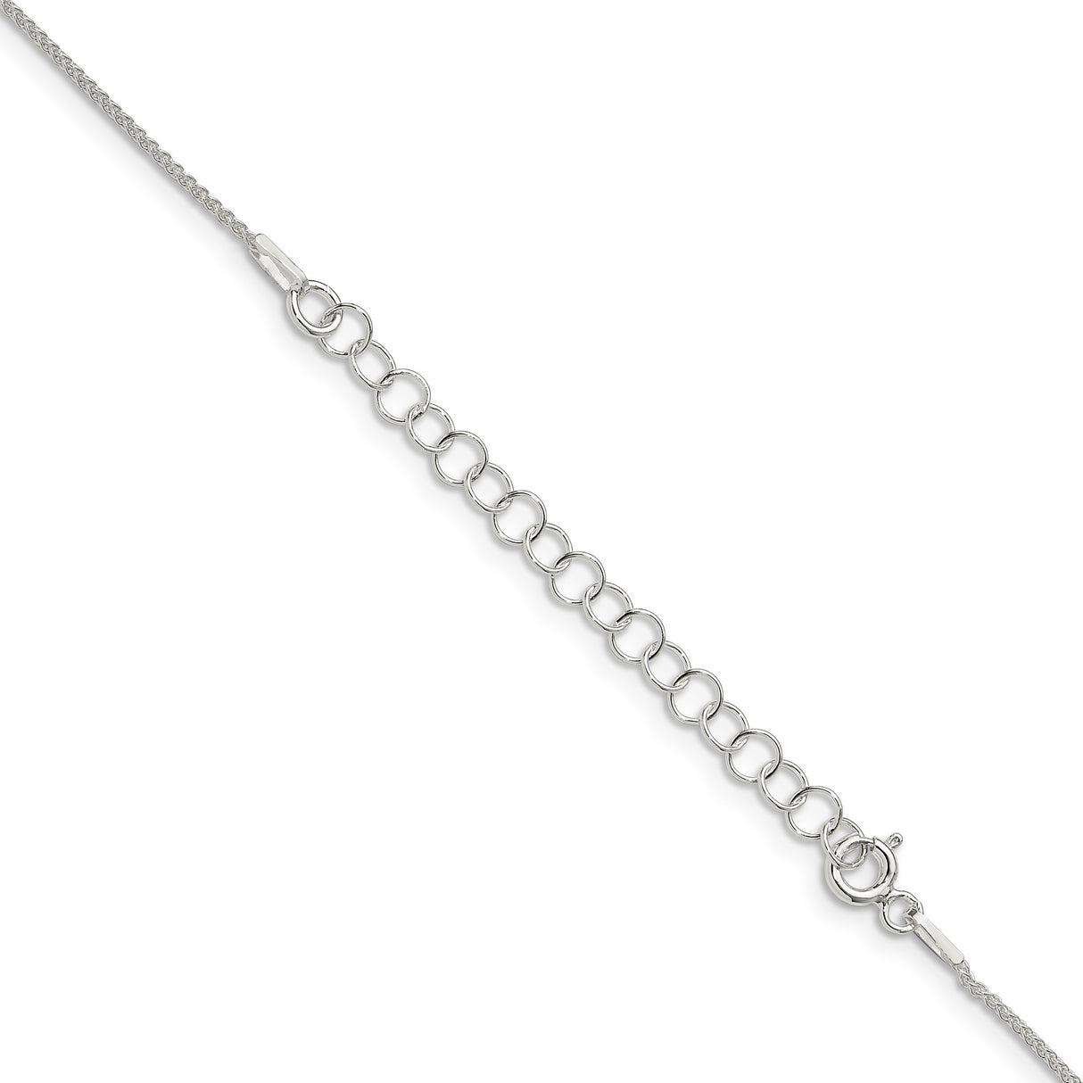 925 White Gold 1 mm Polished Chain Necklace, Solid detail view