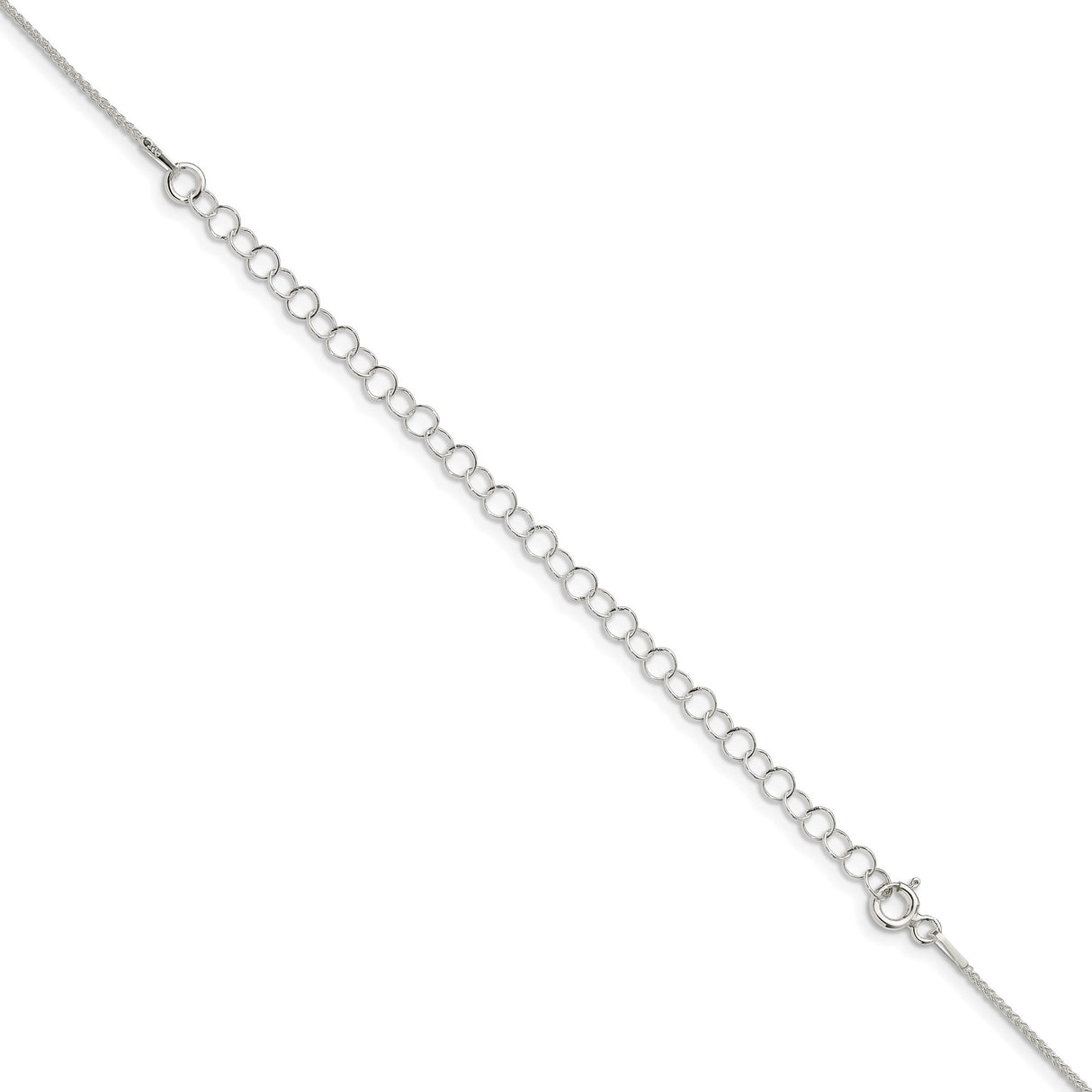 925 White Gold 1 mm Polished Chain Necklace, Solid detail view