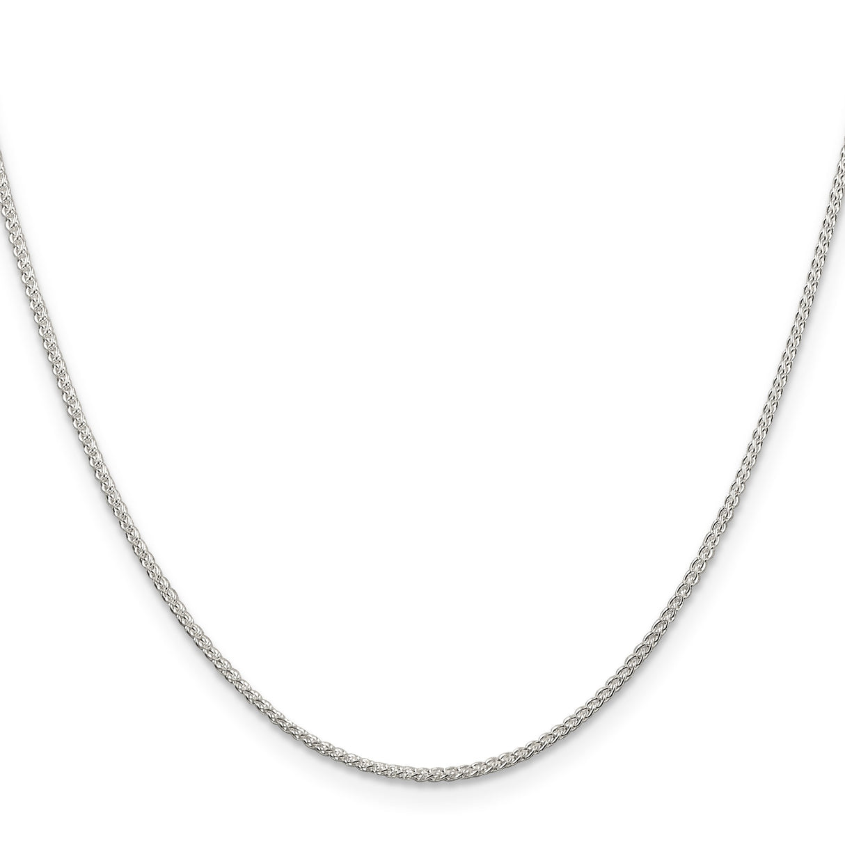 925 White Gold 1.25 mm Polished Chain Necklace, Solid