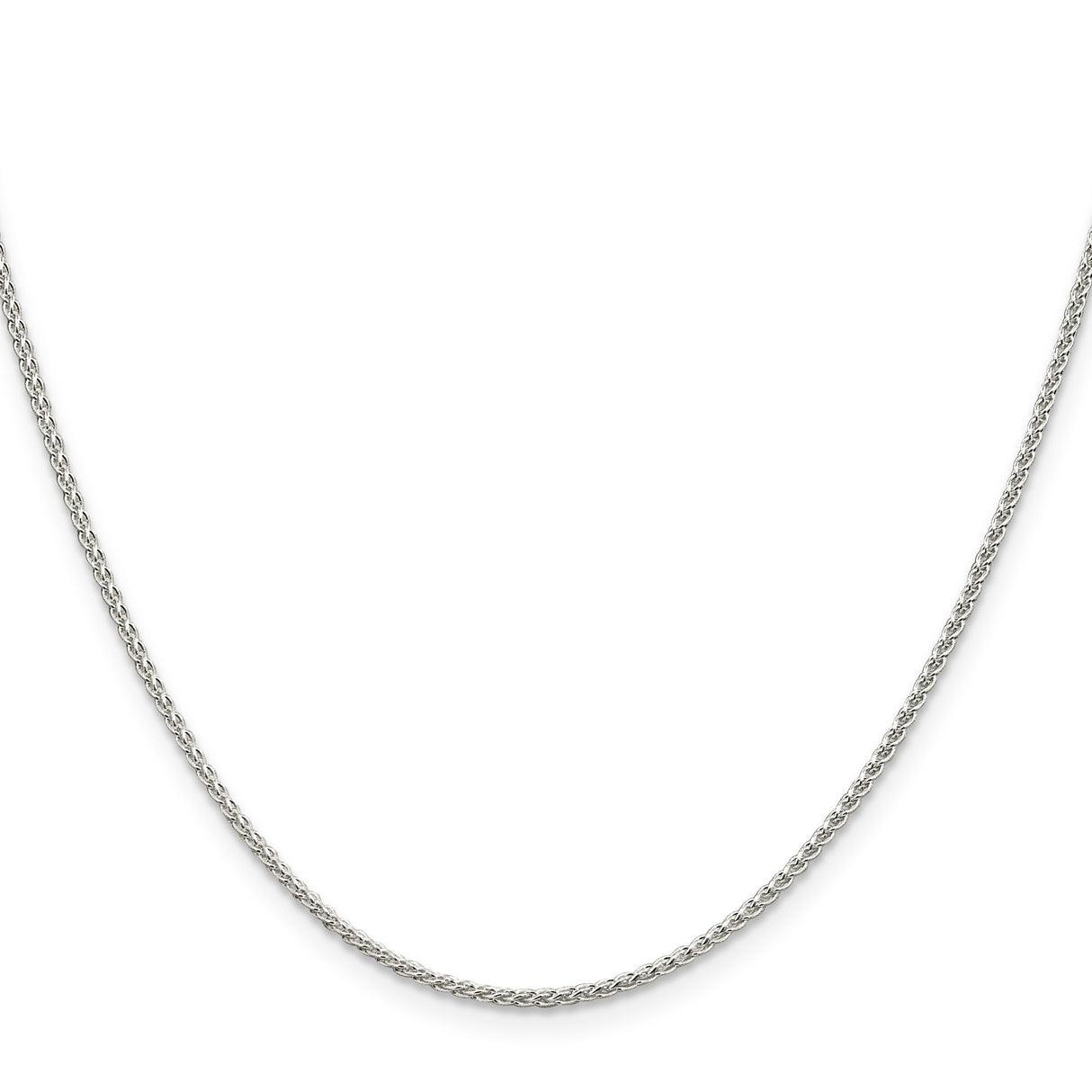 925 White Gold 1.5 mm Polished Chain Necklace, Solid