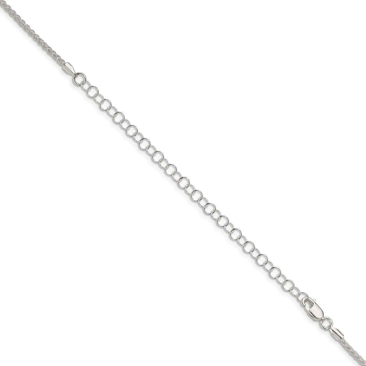 925 White Gold 1.75 mm Polished Chain Necklace, Solid detail view