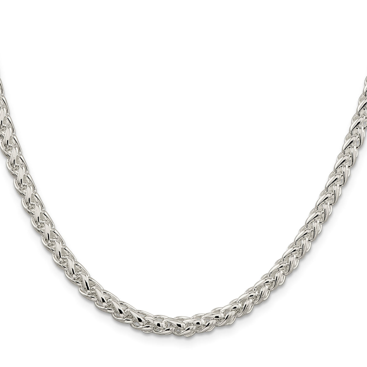 925 White Gold 5 mm Polished Chain Necklace, Solid