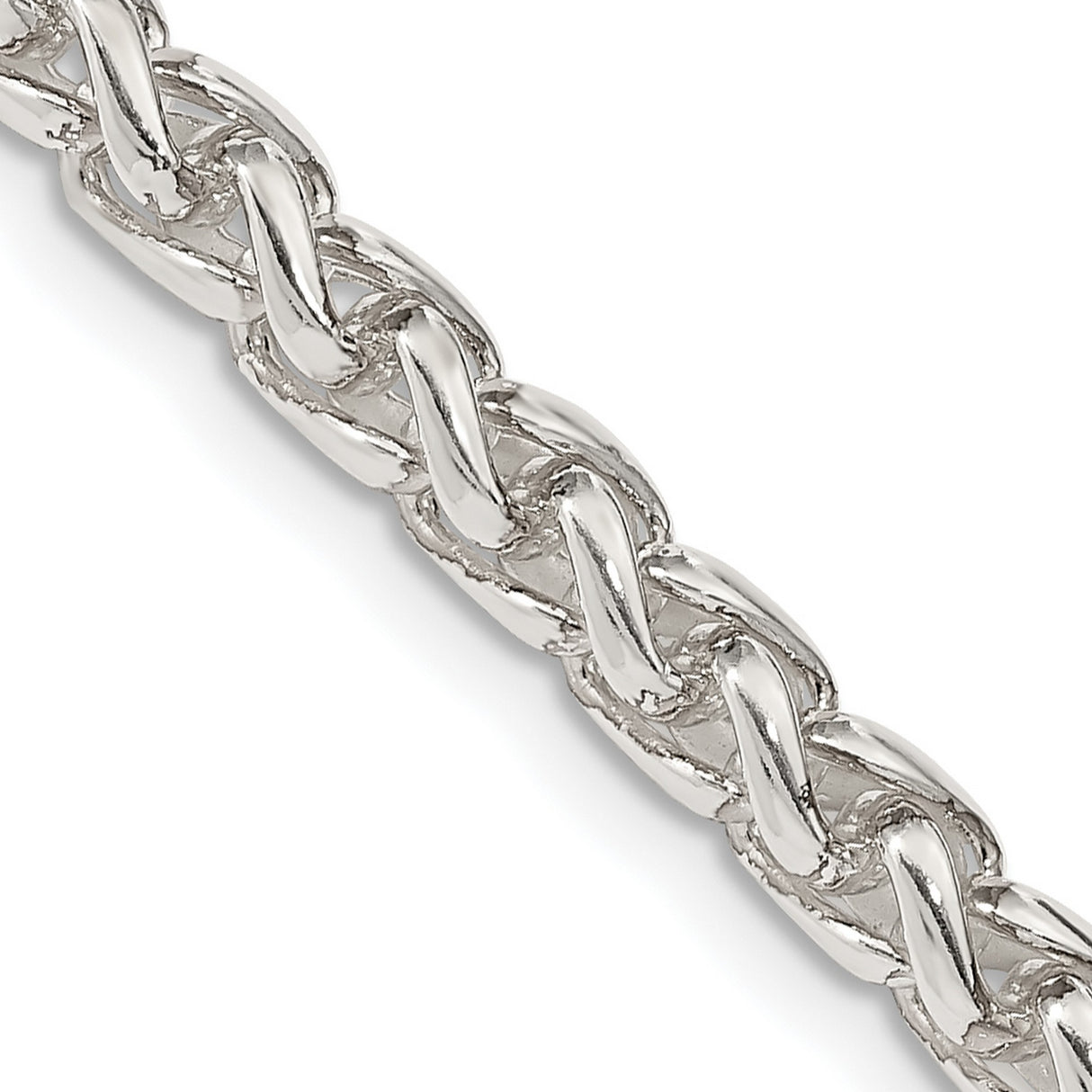 925 White Gold 5 mm Polished Chain Necklace, Solid detail view