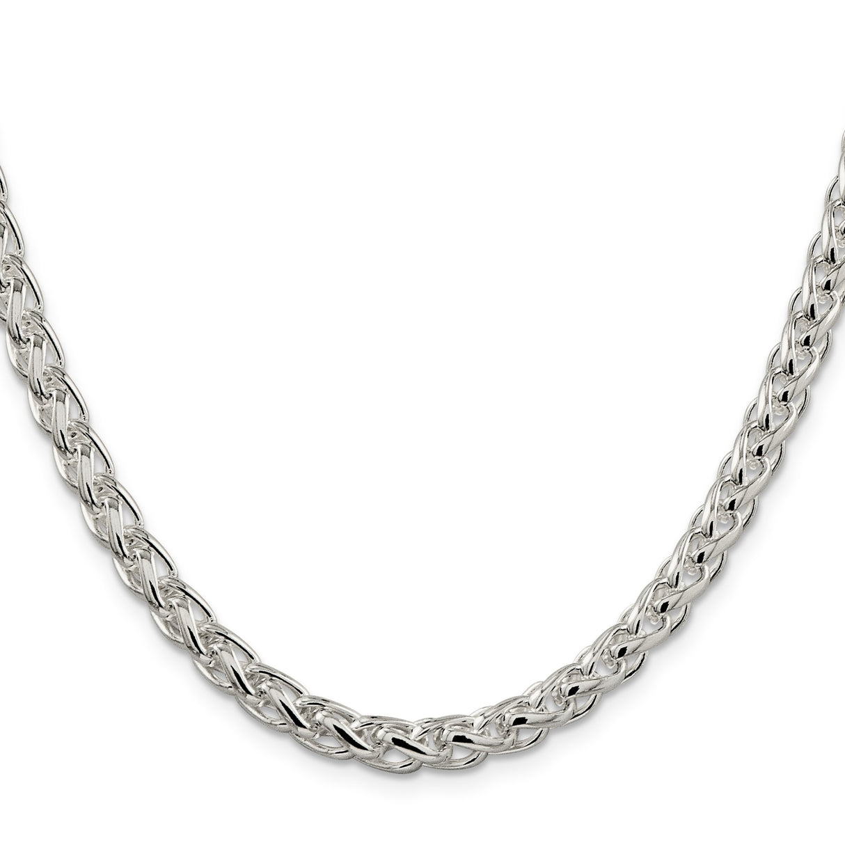 925 White Gold 6 mm Polished Chain Necklace, Solid
