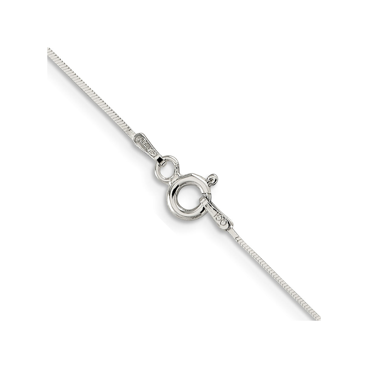 925 White Gold 0.7 mm Polished Chain Necklace, Solid alternate angle