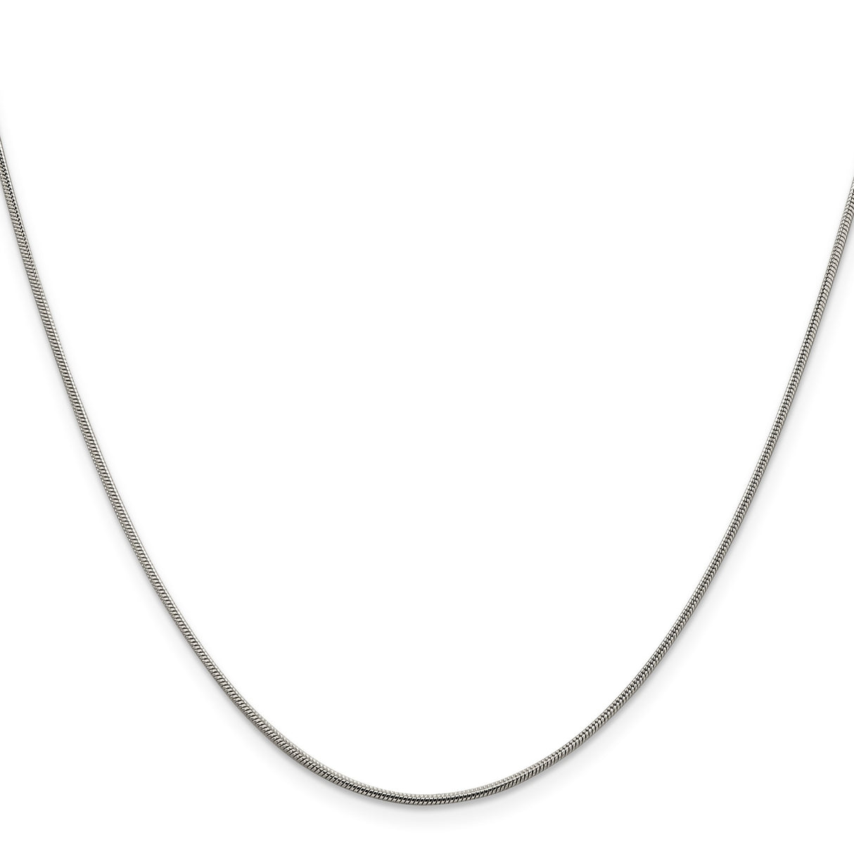 925 White Gold 0.8 mm Polished Chain Necklace, Solid