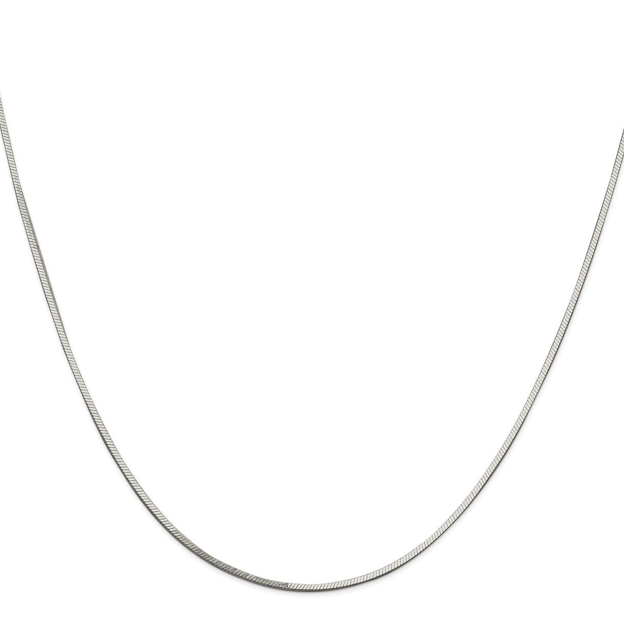 925 White Gold 1 mm Polished Chain Necklace, Solid