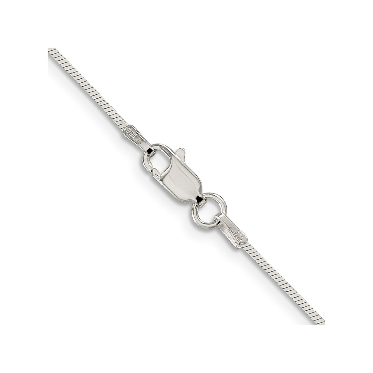 925 White Gold 1 mm Polished Chain Necklace, Solid alternate angle