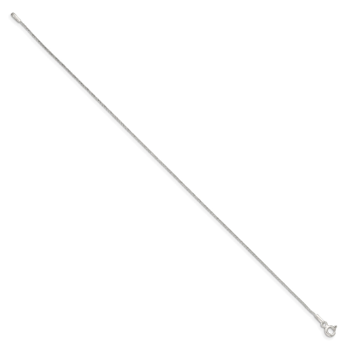 925 White Gold 0.85 mm Polished Chain Bracelet, Solid