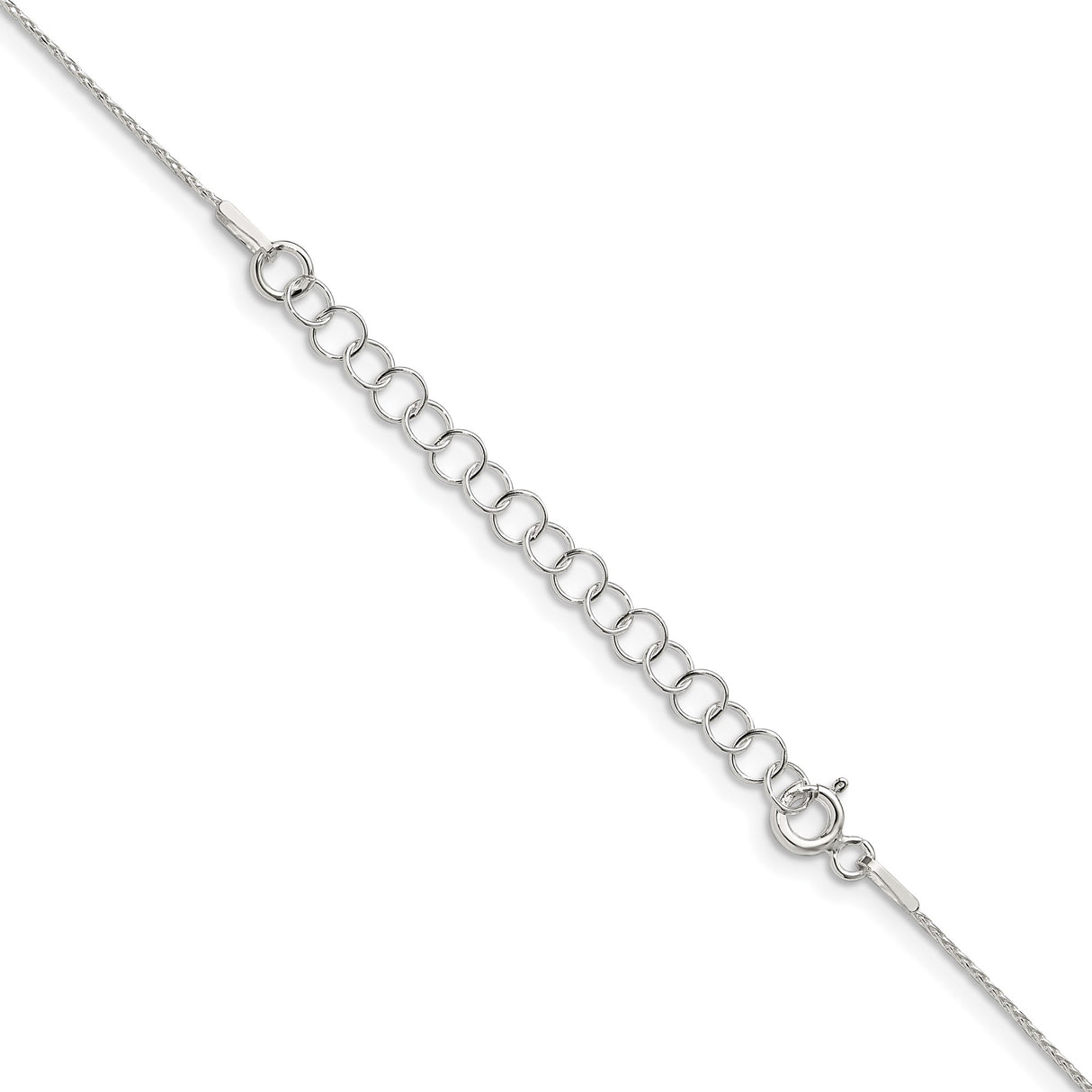 925 White Gold 0.85 mm Polished Chain Necklace, Solid detail view