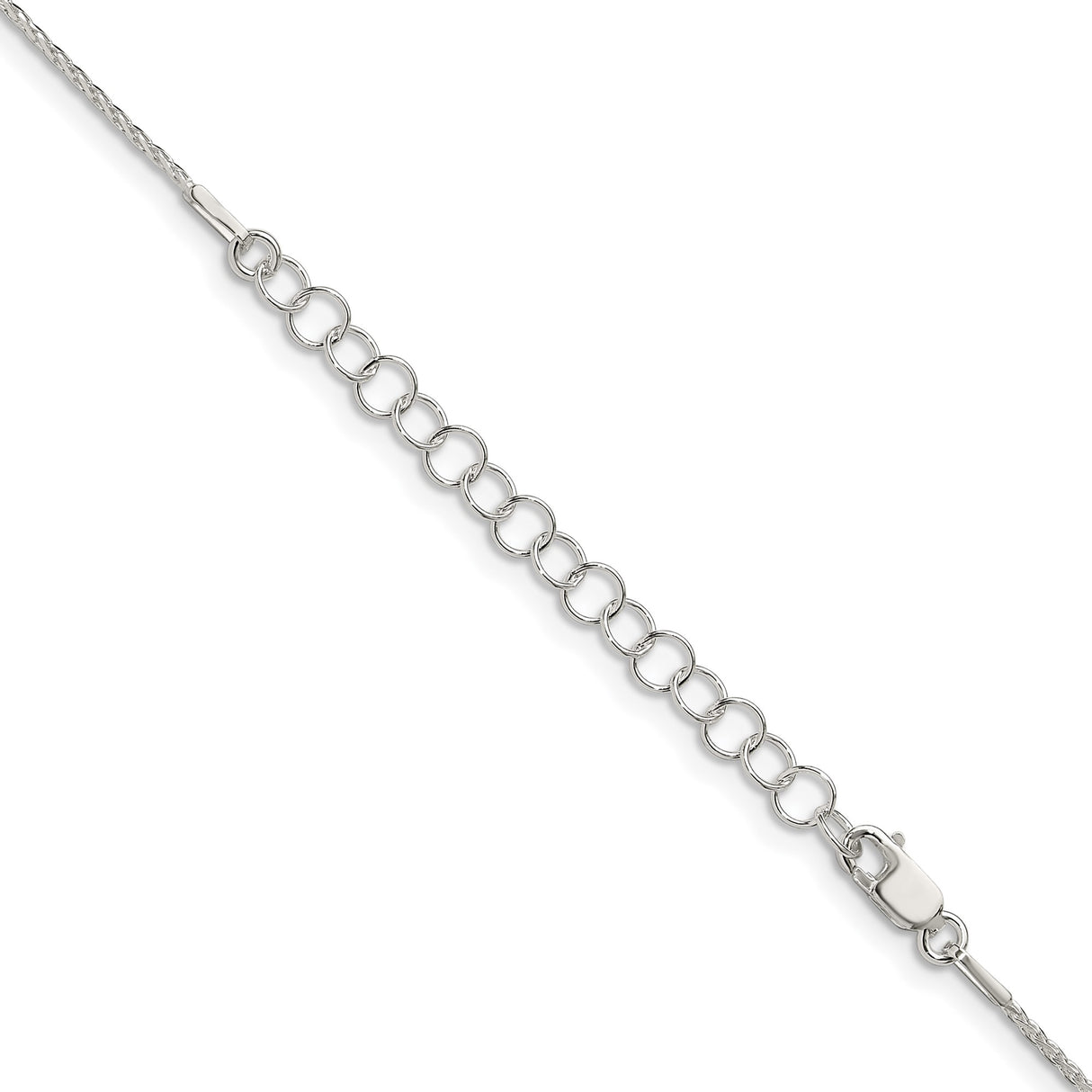 925 White Gold 0.95 mm Polished Chain Necklace, Solid detail view