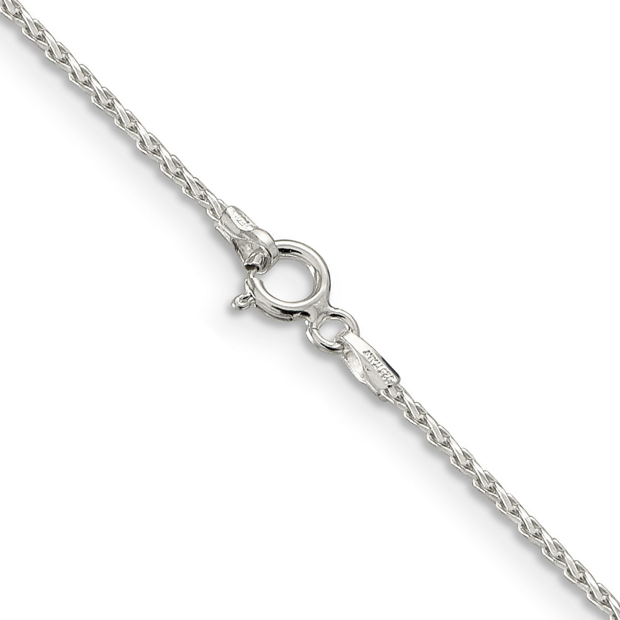 925 White Gold 1.25 mm Polished Chain Necklace, Solid alternate angle