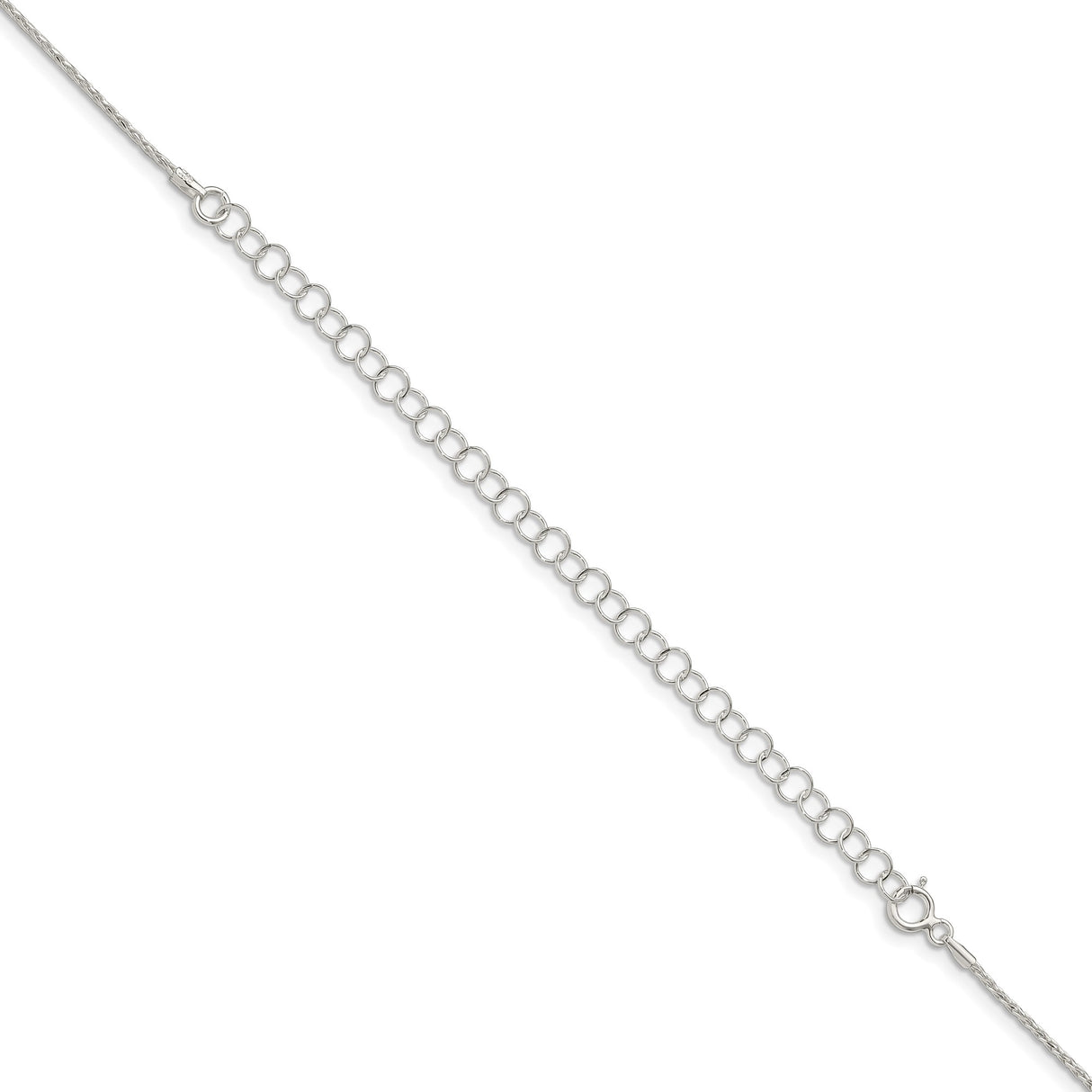 925 White Gold 1.25 mm Polished Chain Necklace, Solid detail view