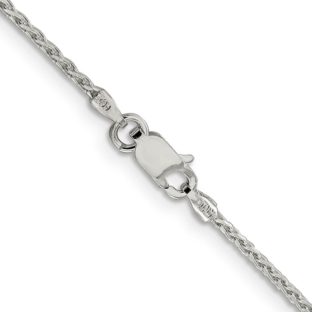 925 White Gold 1.45 mm Polished Chain Necklace, Solid alternate angle