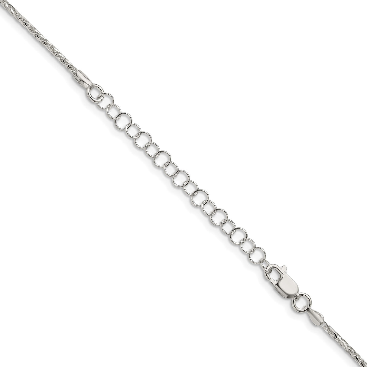 925 White Gold 1.45 mm Polished Chain Necklace, Solid detail view