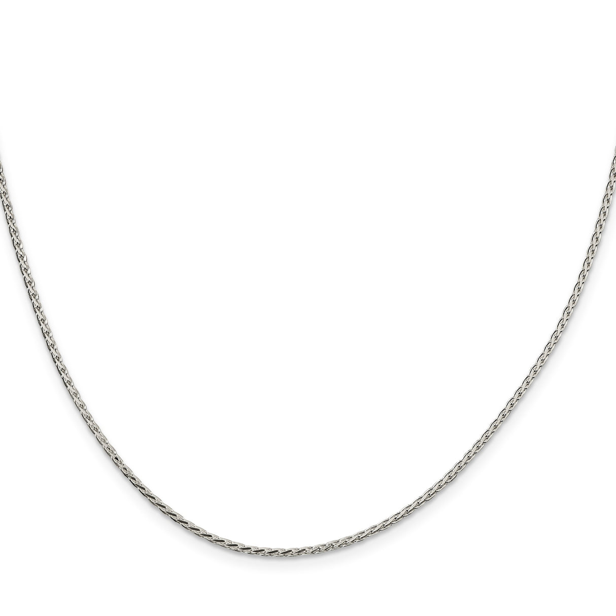 925 White Gold 1.7 mm Polished Chain Necklace, Solid