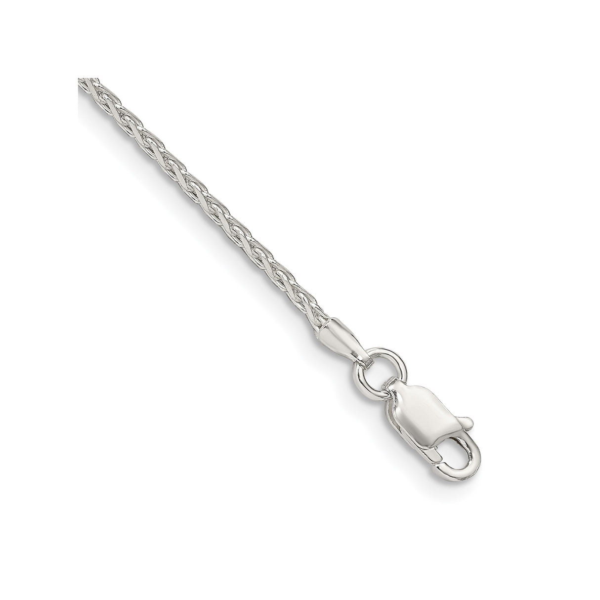 925 White Gold 1.7 mm Polished Chain Bracelet, Solid shown for scale