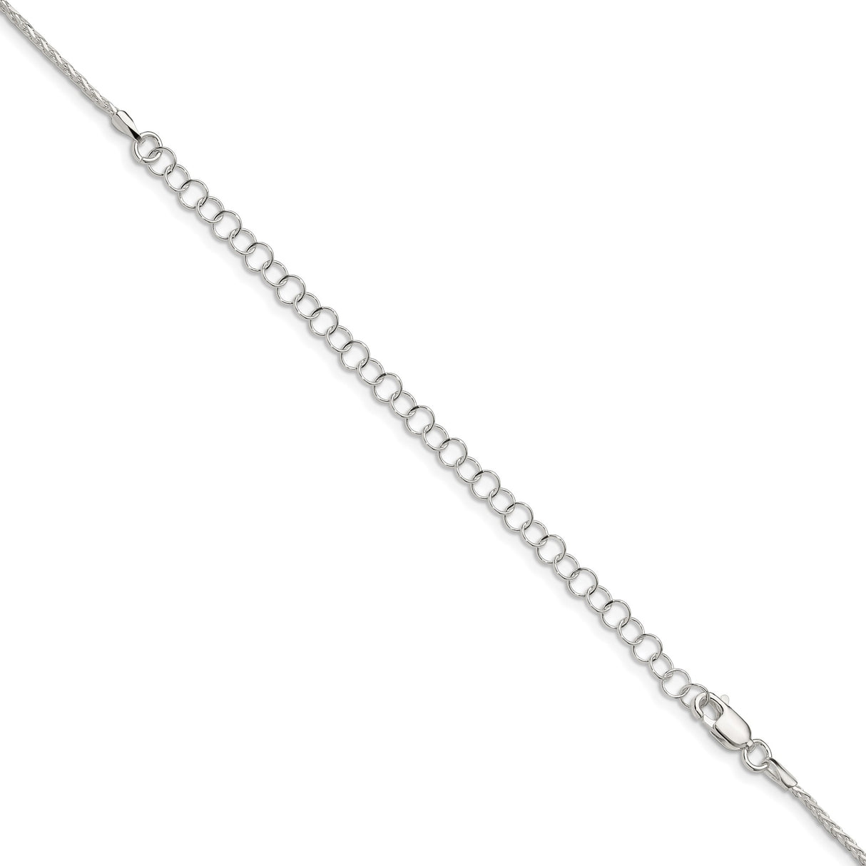 925 White Gold 1.7 mm Polished Chain Necklace, Solid detail view