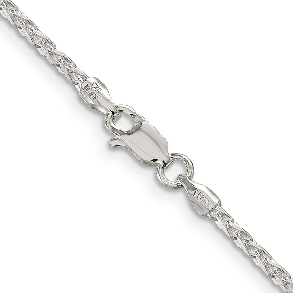 925 White Gold 2.15 mm Polished Chain Necklace, Solid alternate angle