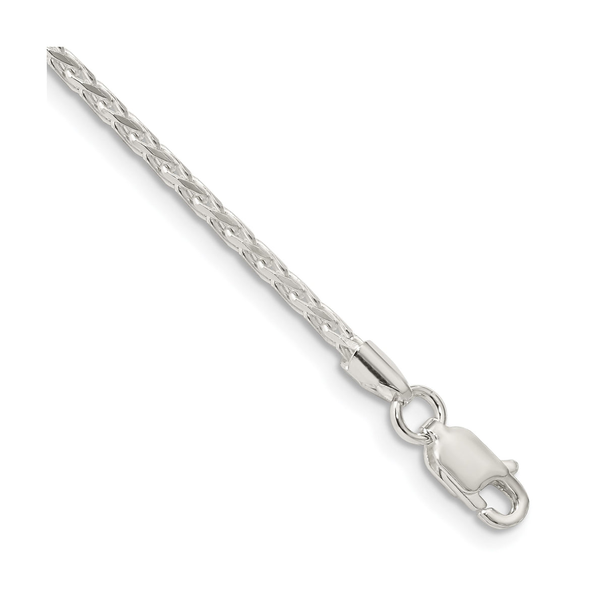 925 White Gold 2.15 mm Polished Chain Bracelet, Solid shown for scale