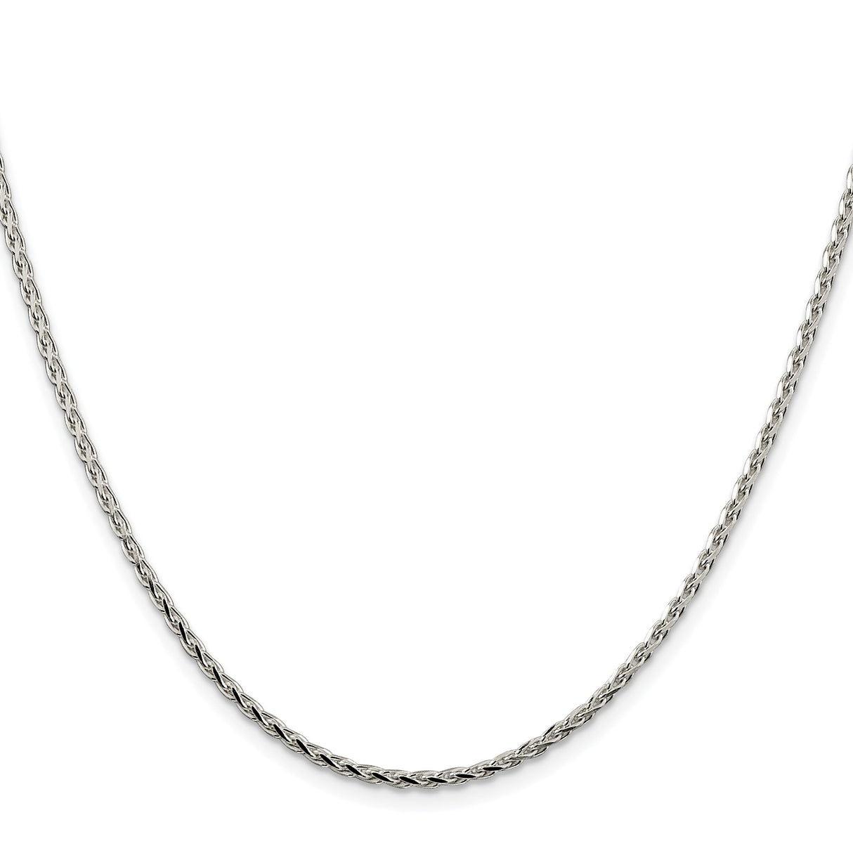 925 White Gold 2.15 mm Polished Chain Necklace