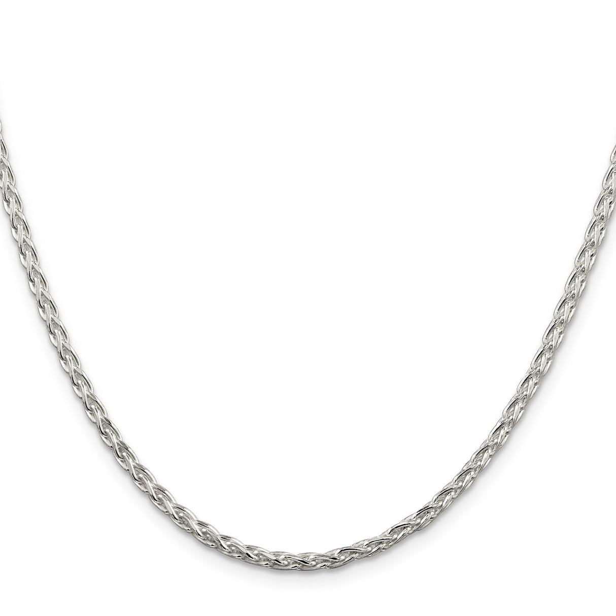 925 White Gold 2.85 mm Polished Chain Necklace, Solid