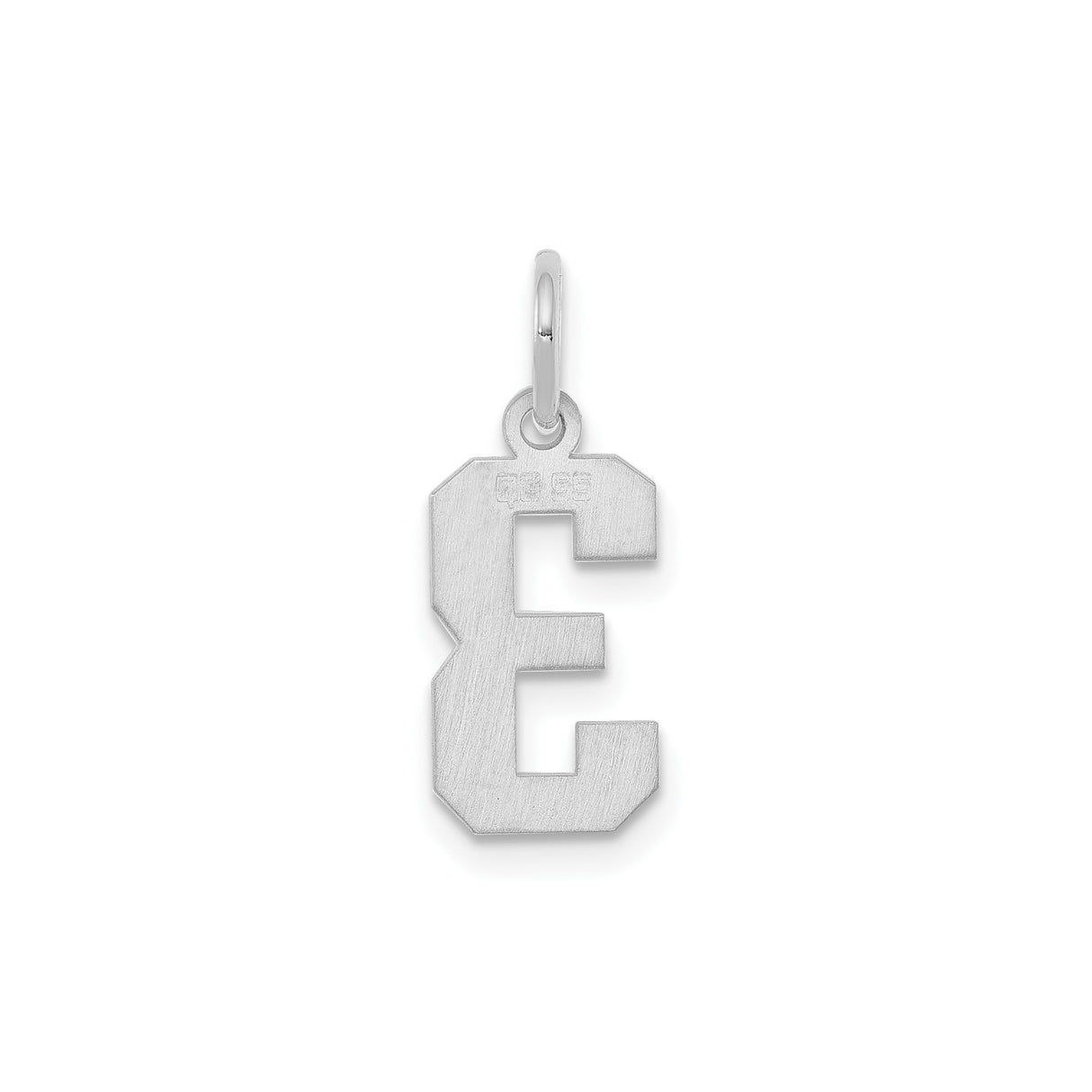 Sterling Silver Number 3 Pendant, Bold Block Style Unisex Charm for Necklace or Bracelet