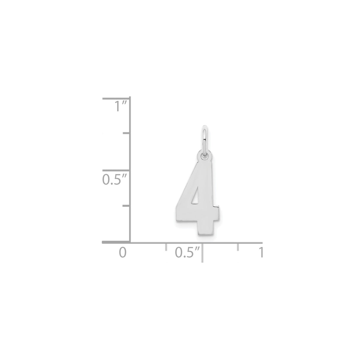 Sterling Silver Number Four Pendant Charm, Polished Numerology Symbol Jewelry