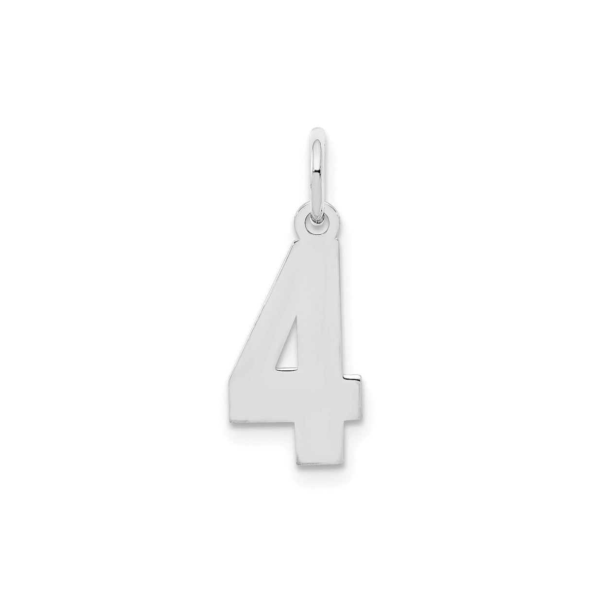 Sterling Silver Number Four Pendant Charm, Polished Numerology Symbol Jewelry