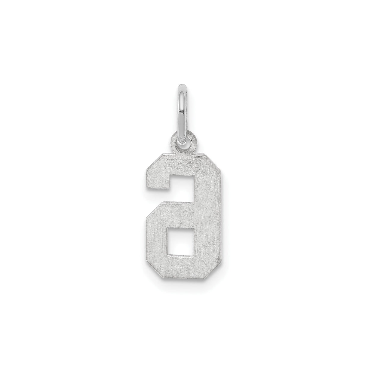 Sterling Silver Number 6 Pendant Charm, Block Font Numeric Jewelry for Men or Women