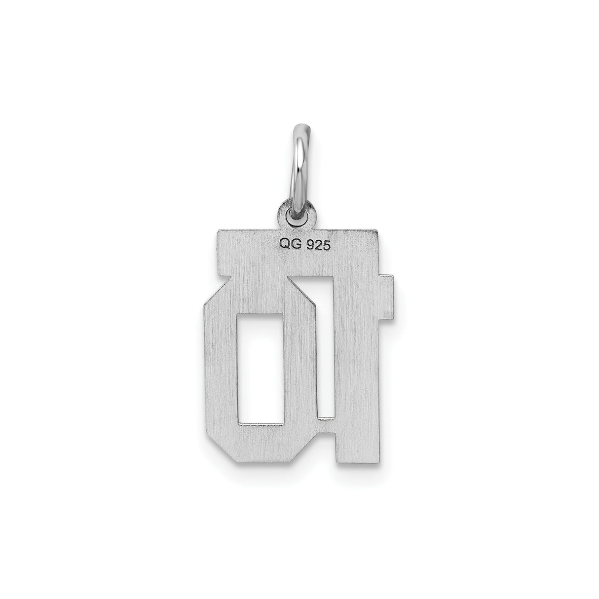 Sterling Silver Number 10 Pendant Charm, Block Style Sports Jewelry for Men or Women